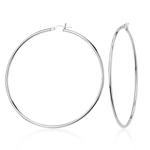 Sterling Silver High-Polished Hoop Earrings, 2 x 50 mm