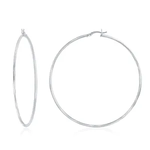 Sterling Silver High-Polished Hoop Earrings, 2 x 70 mm
