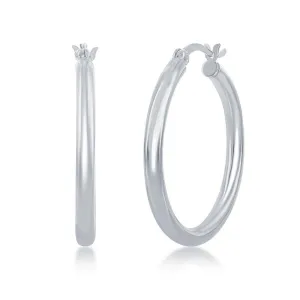 Sterling Silver High-Polished Hoop Earrings, 3 x 30 mm