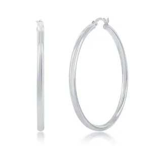 Sterling Silver High-Polished Hoop Earrings, 3 x 50 mm