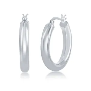 Sterling Silver High-Polished Hoop Earrings, 4 x 25 mm