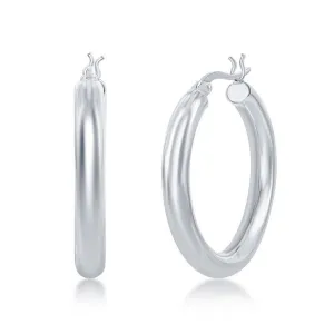 Sterling Silver High-Polished Hoop Earrings, 4 x 30 mm