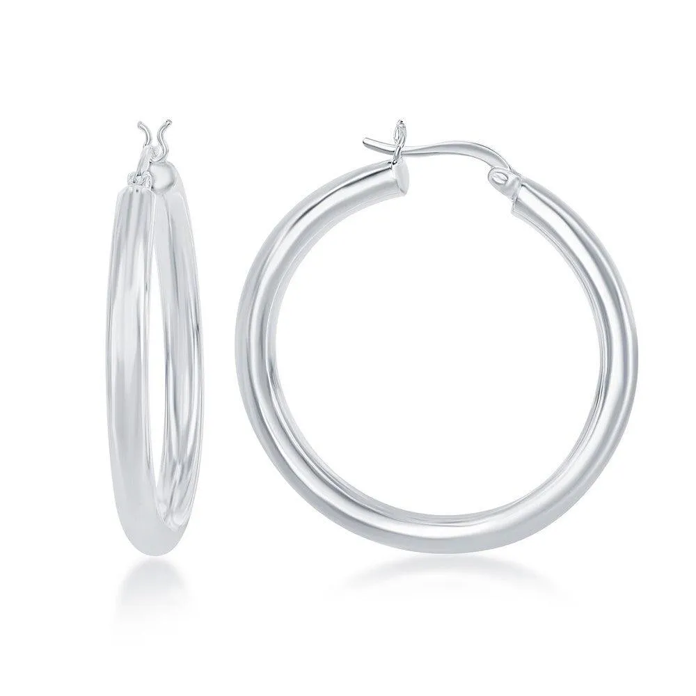 Sterling Silver High-Polished Hoop Earrings, 4 x 40 mm