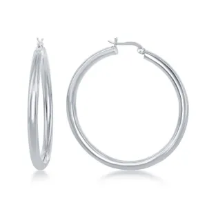 Sterling Silver High-Polished Hoop Earrings, 4 x 50 mm