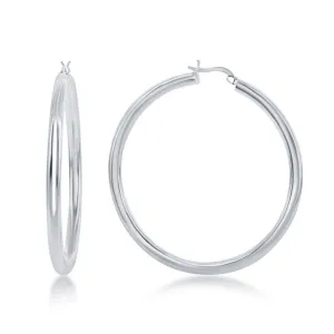 Sterling Silver High-Polished Hoop Earrings, 4 x 60 mm