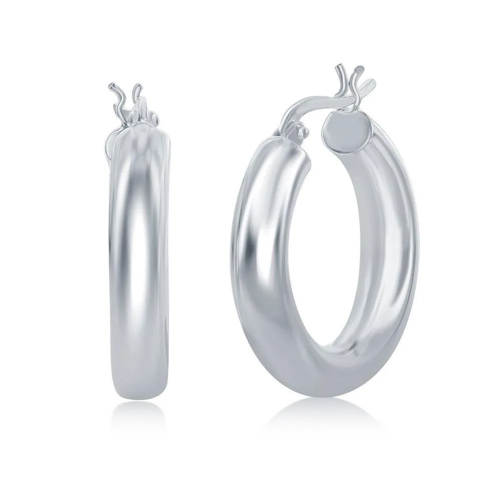 Sterling Silver High-Polished Hoop Earrings, 5 x 25 mm