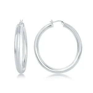 Sterling Silver High-Polished Hoop Earrings, 5 x 50 mm