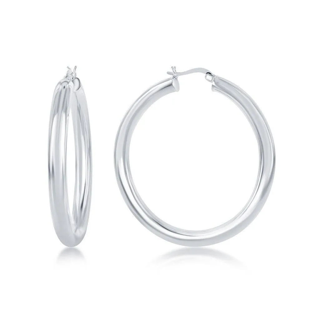 Sterling Silver High-Polished Hoop Earrings, 5 x 50 mm