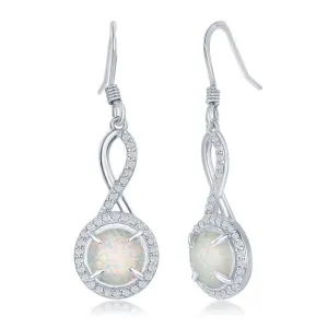 Sterling Silver Infinity Design Round CZ Earrings