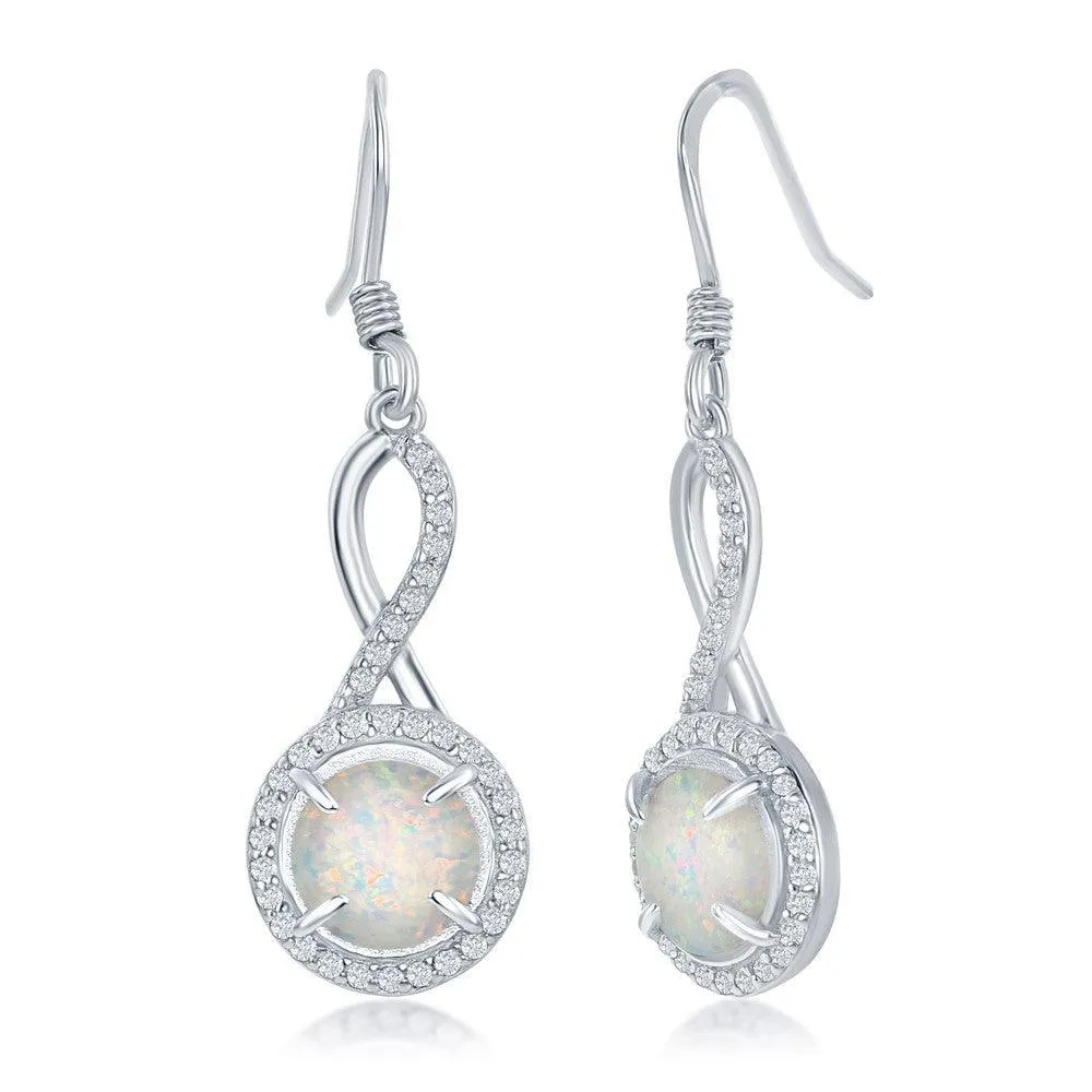 Sterling Silver Infinity Design Round CZ Earrings