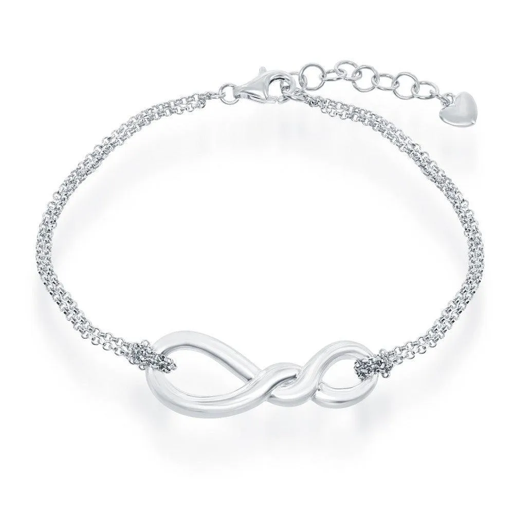 Sterling Silver Infinity Knot Double Strand Bracelet, 7"