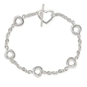 Sterling Silver Knot with Heart Toggle Bracelet