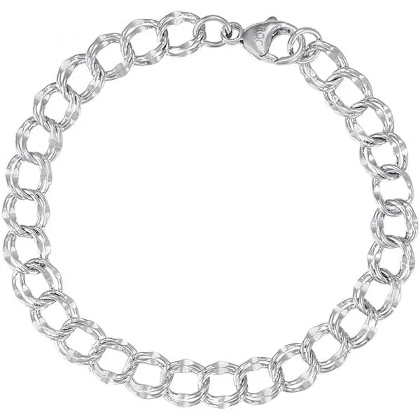 Sterling Silver Large Double Link Charm Bracelet