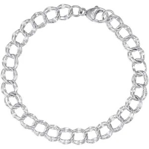 Sterling Silver Large Double Link Charm Bracelet