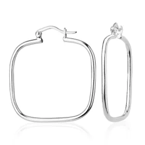 Sterling Silver Large Square Hoop Earrings, 2 x 35 mm