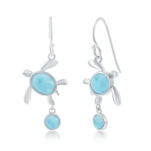 Sterling Silver Larimar Turtle Dangle Earrings