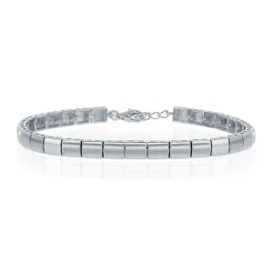 Sterling Silver Linked Flat Rectangle Bracelet, 7"