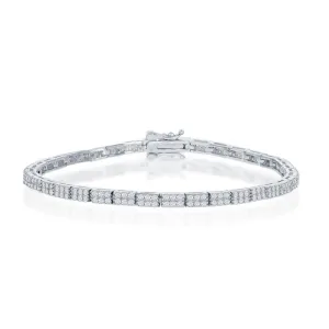 Sterling Silver Micro Pave Double Row Link Bracelet, 7.5"