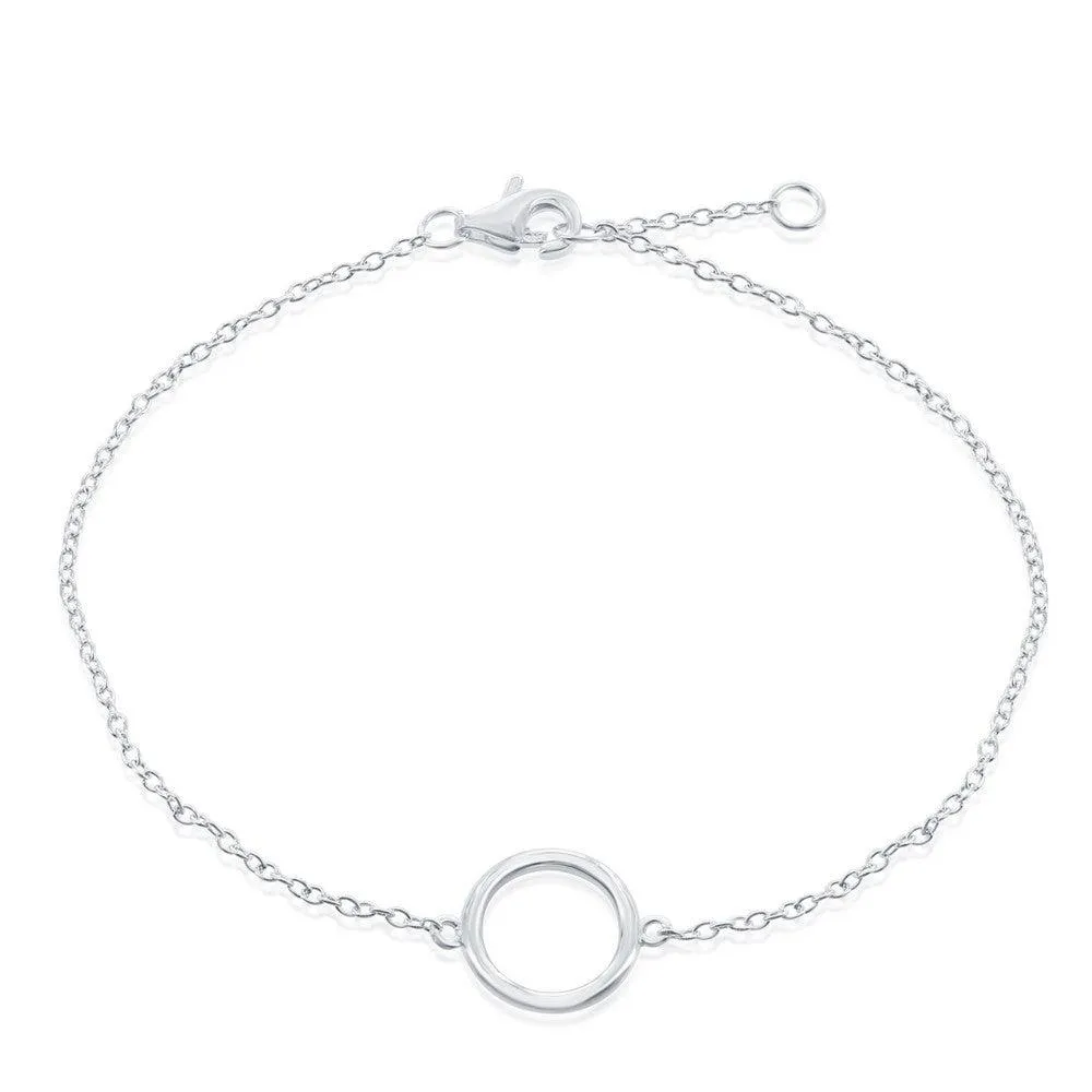 Sterling Silver Open Circle Bracelet, 6.5"