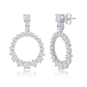 Sterling Silver Open Circle CZ Earrings