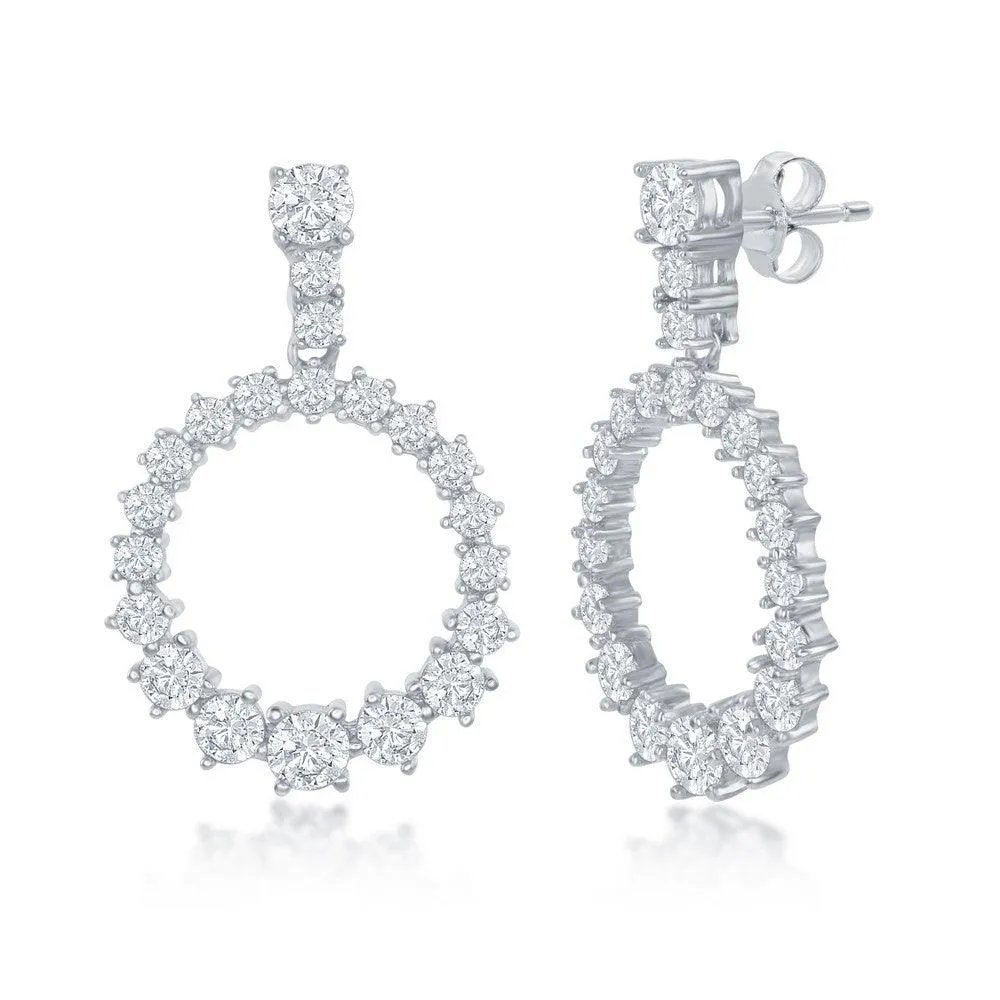 Sterling Silver Open Circle CZ Earrings