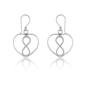 Sterling Silver Open Heart with Infinity Design Earrings