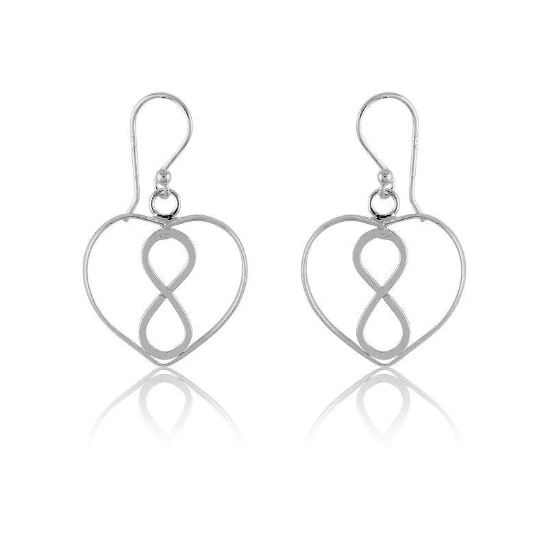 Sterling Silver Open Heart with Infinity Design Earrings