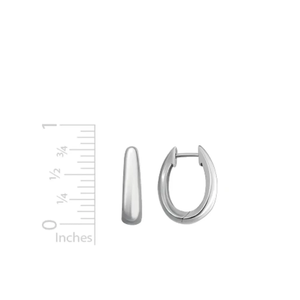 Sterling Silver Oval Huggie Hoops