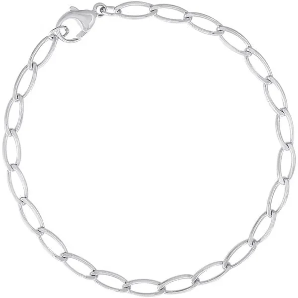 Sterling Silver Oval Link Charm Bracelet 7"