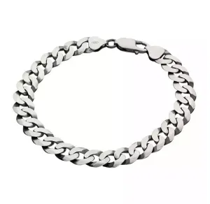 Sterling Silver Oxidised Flat Curb Mens Bracelet