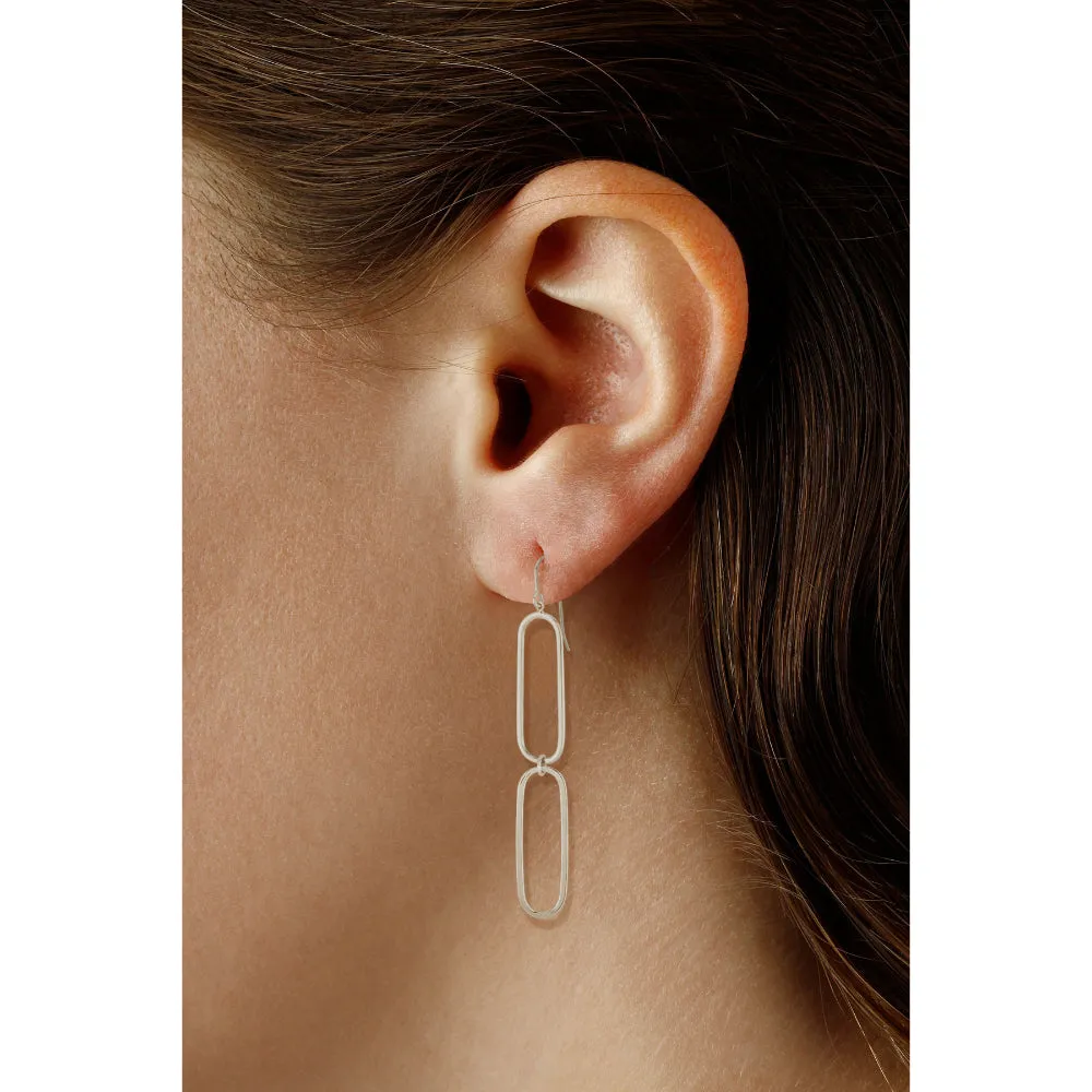 Sterling Silver Paper Clip Dangle Earrings