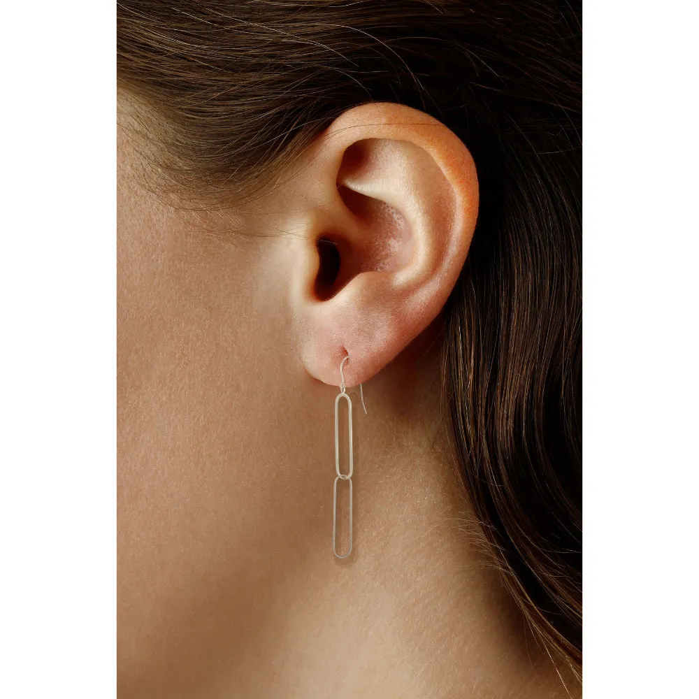 Sterling Silver Paperclip Dangle Earrings