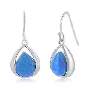 Sterling Silver Pear-Shaped Blue Opal Earrings