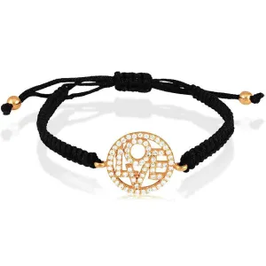 Sterling Silver Rose Gold Plated CZ LOVE Macrame Bracelet