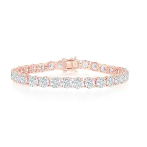 Sterling Silver Rose GP 6mm Prong-Set Round CZ Tennis Bracelet