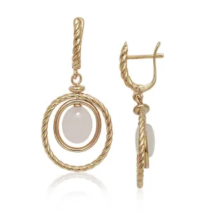 Sterling Silver Rose GP Double Oval Rose Quartz Earrings