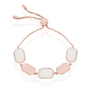 Sterling Silver Rose GP Polished and MOP Bolo Bracelet