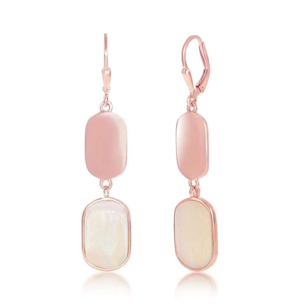 Sterling Silver Rose GP Polished and Pink MOP Earrings