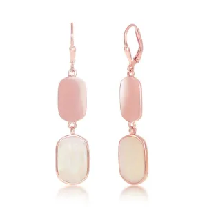 Sterling Silver Rose GP Polished and Pink MOP Earrings
