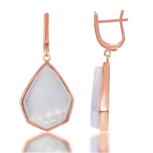 Sterling Silver Rose GP Violet Cat's Eye Teardrop Earrings
