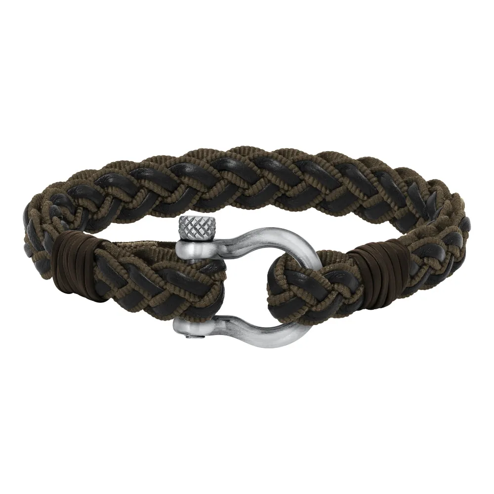 Sterling Silver Shackle & Pin Braided Bracelet