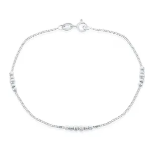 Sterling Silver Shiny and Diamond Cut Beads Bracelet, 7.5"