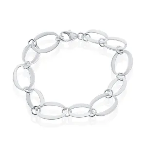 Sterling Silver Small and Large Oval Alternating Bracelet, 8"