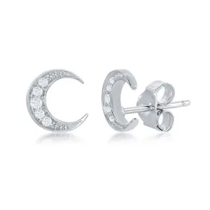 Sterling Silver Small Crescent Moon Stud Earrings