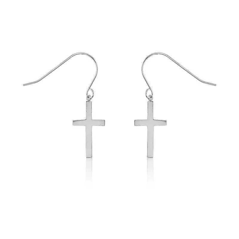 Sterling Silver Small Cross Earrings
