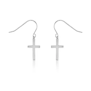 Sterling Silver Small Cross Earrings
