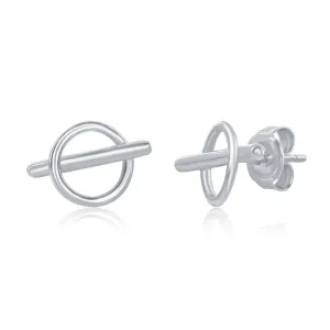 Sterling Silver Small Open Hoop Bar Earrings