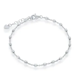 Sterling Silver Small Square Bead Bracelet, 7"