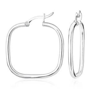 Sterling Silver Small Square Hoop Earrings, 2 x 26 mm