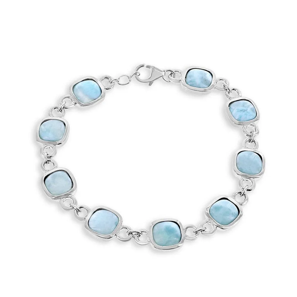 Sterling Silver Square Larimar Bracelet, 7.5"